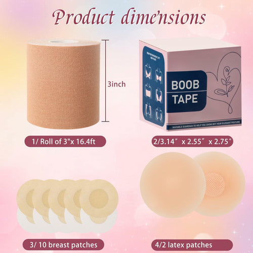 LOYAL BOOK Boob Tape Breast Lift Silicone Nipple Covers Beige 2''round 12pcs